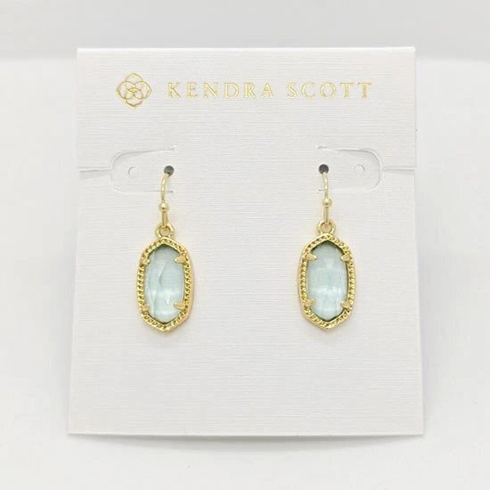 Kendra Scott Lee Drop Earrings In Clear Light Blue Glass Gold